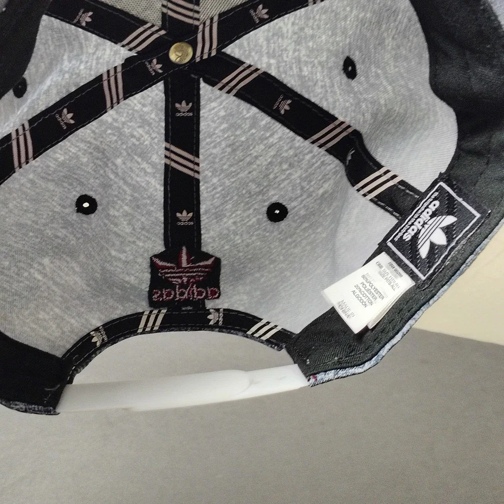 Adidas Hat Cap Snapback Grey Heather Trefoil Spellout Logo Flat Brim Adjustable